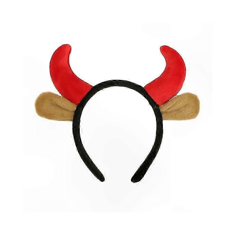 (rød) Funny Cow Ears pannebånd med horn for cosplay, Halloween og festivaltemafester