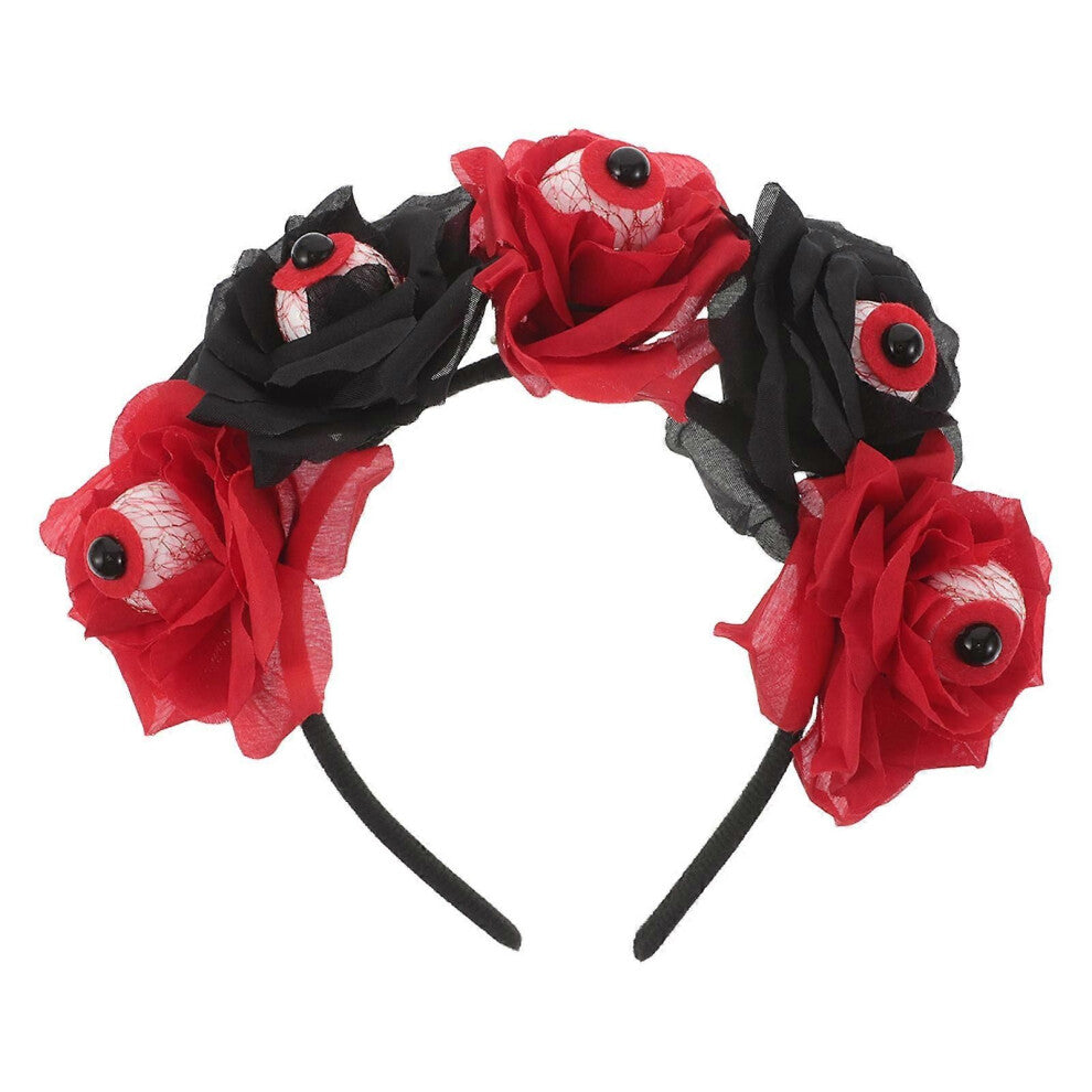 Spøkelseshusdekorasjon pannebånd med skummelt øyeeplet og rosedetaljer Perfekt for cosplay eller halloween