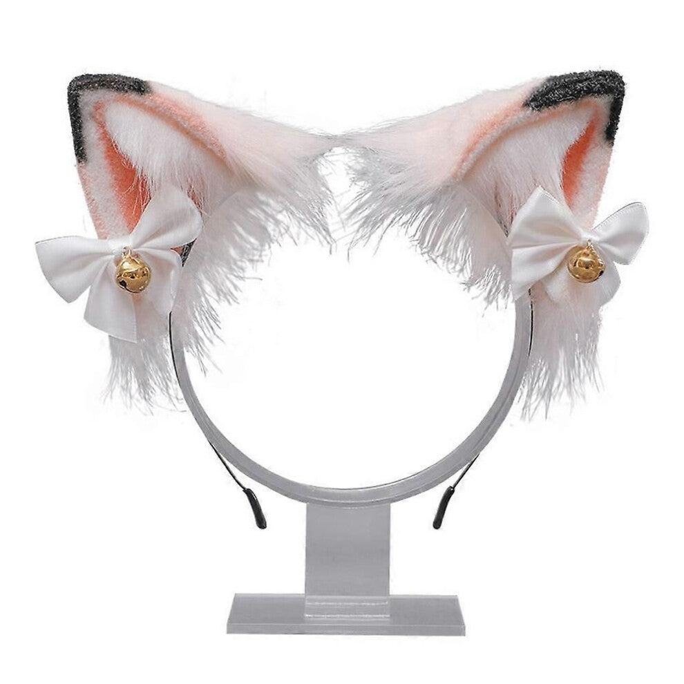 Fox Wolf Cat Ears Pannebånd med Bells Buer, Plysj Fox Wolf Ears Hårbøyle Dyrekjole Hodestykke