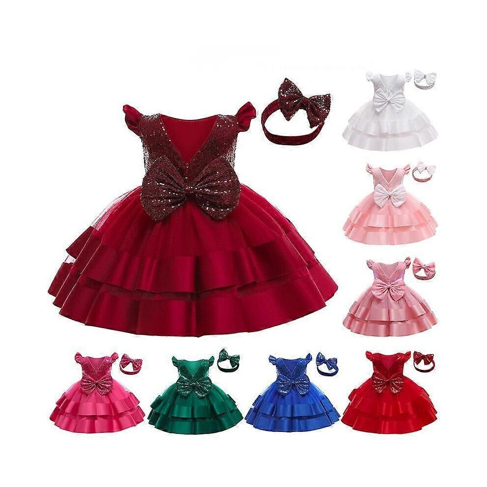 (120cm-Hvit)Girls Princess Dress Dobbeltlags paljetter, ermeløs tutu til jul Halloween-forestilling