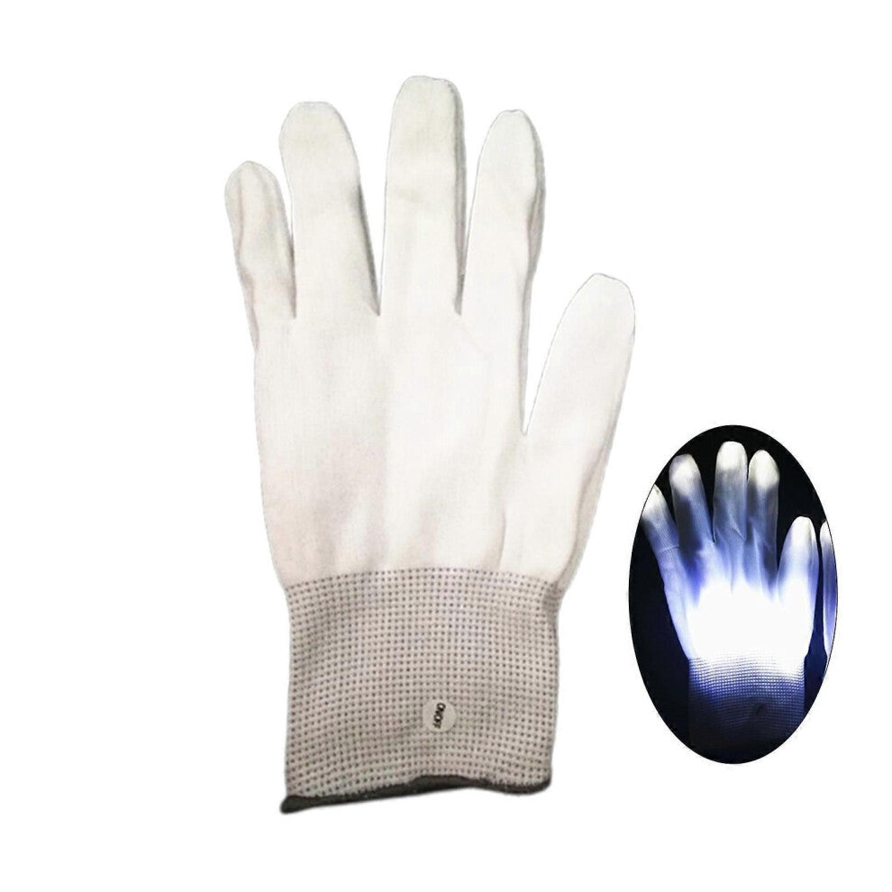 (Hvit)Gloves LED for lysshow, raves, konserter, diskotek, festival, festlivshus, klubb LED-hansker