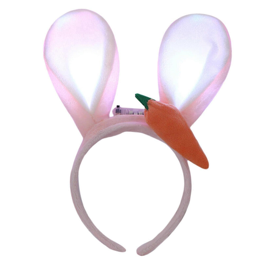 (Lyserosa reddik) Glow in Dark Festrekvisita LED Bunny Ear pannebånd Lys opp pannebånd Plysj kanin