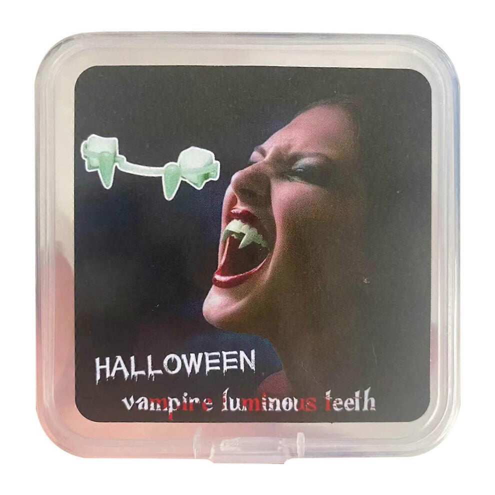 Glow in The Dark for Vampire Fangs Halloween Uttrekkbar for vampyrglødende tenner Trick or Treat-gave