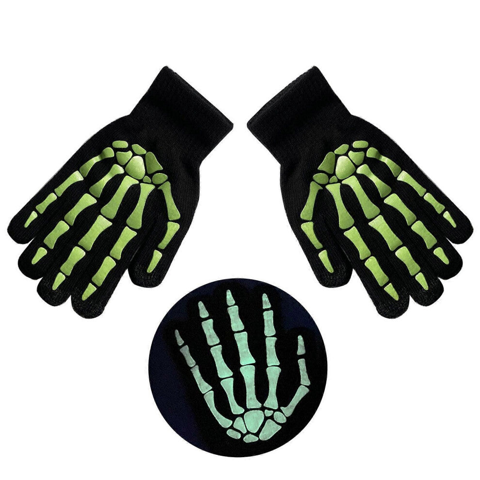 (Grønn)Glødende skjeletthåndhansker til Halloween-feiringer Maskeradeballer Kostymehanskerkjole