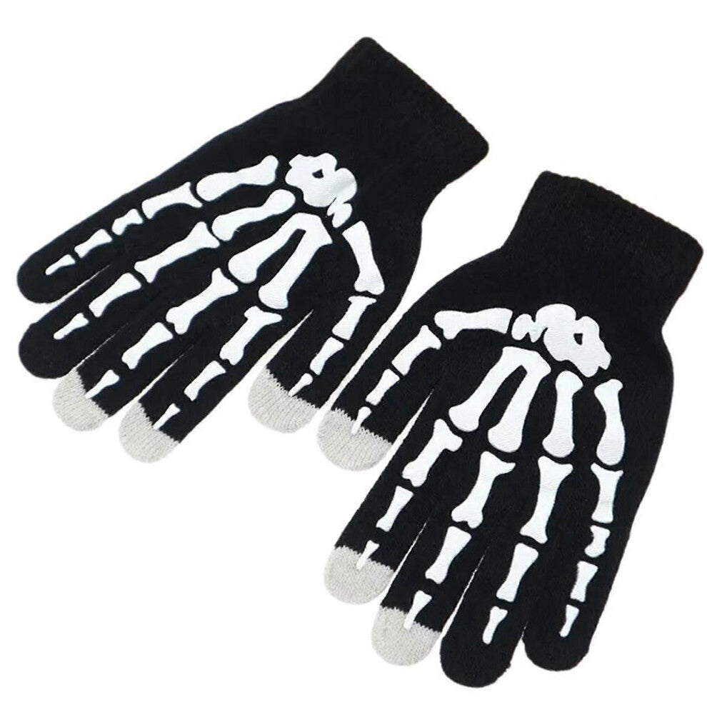 (Sort)Glødende skjeletthåndhansker til Halloween-feiringer Maskerader Kostymehansker Utkledning