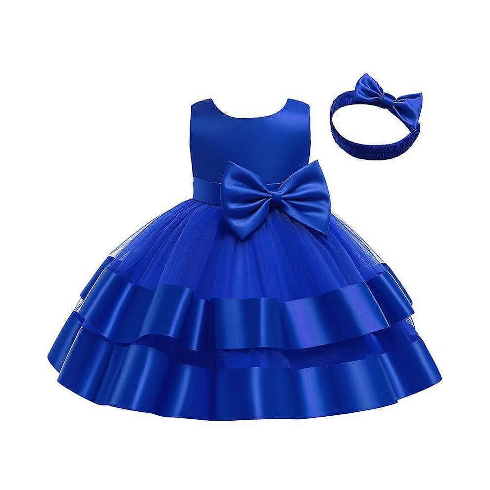 (110cm-tørket rekepulver)Jenter Prinsessekjole Pettisksirt Rygg V-hals Sløyfe Med Hodeplagg Flerfarget