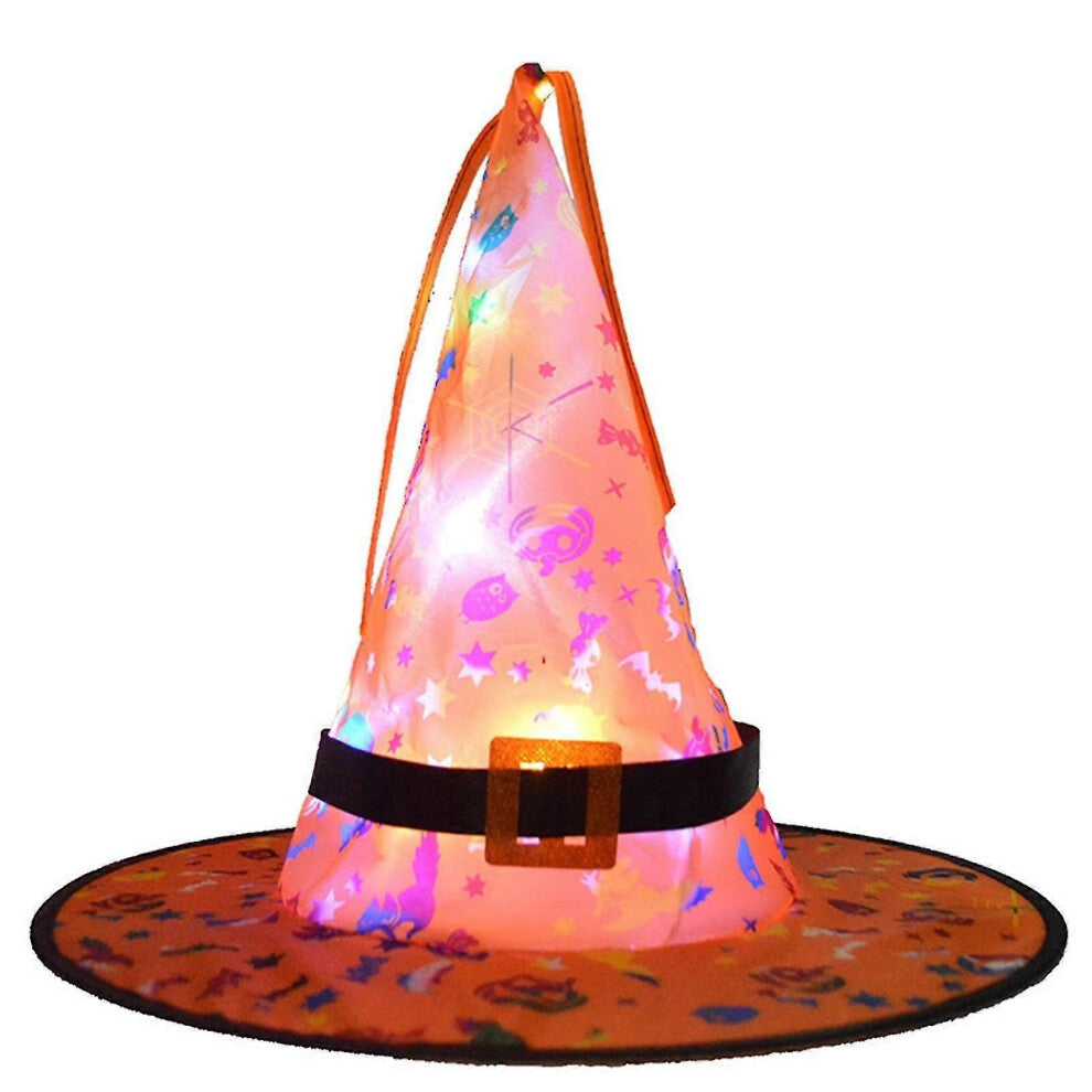 Glødende heksehatt for barn og voksne, perfekt for Halloween-fester og dansearrangementer