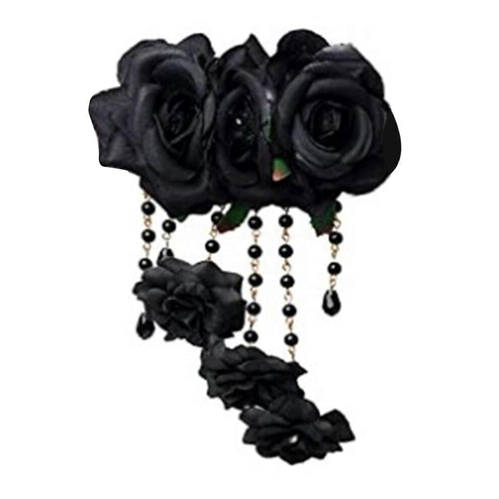 Goth Hair Clip Steampunk Barrettes Gothic Hodeplagg Bead Chain Tassel Goth Hairpin Day Of The Dead Hair