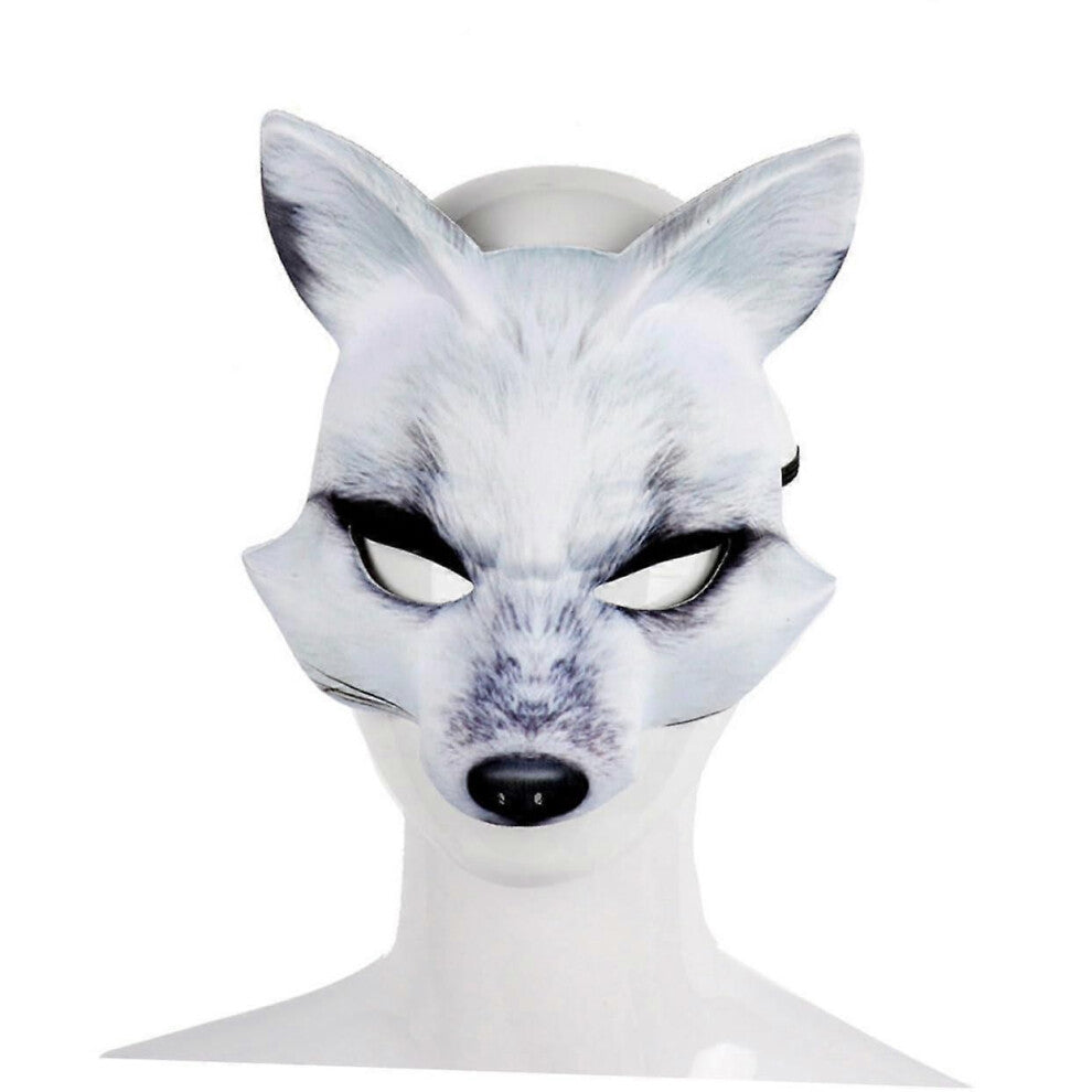 Halvface maske for Halloween og Carnival, dyremaske laget av EVA for cosplay kostyme tilbehør, hvit,