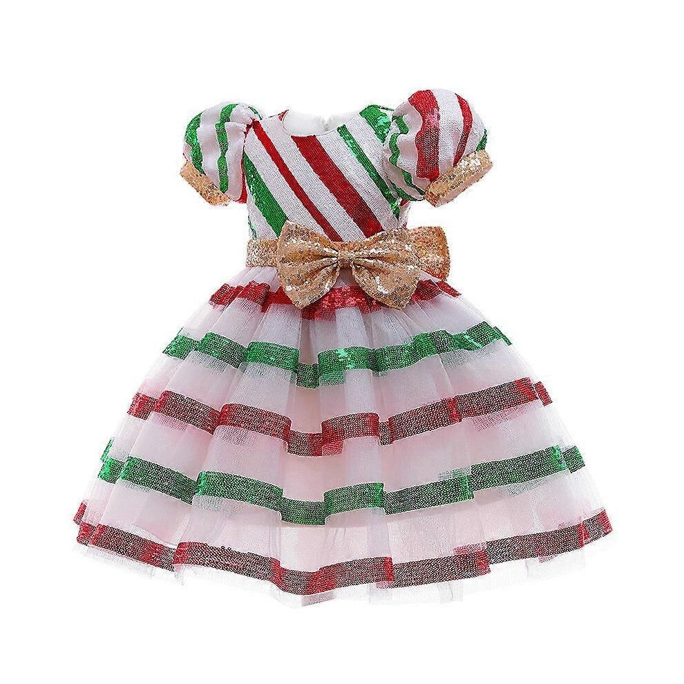 (120cm)Jenter Prinsessekjole Stripete paljetter Pettisksirt Halloween Christmas Performance Prinsessekjole