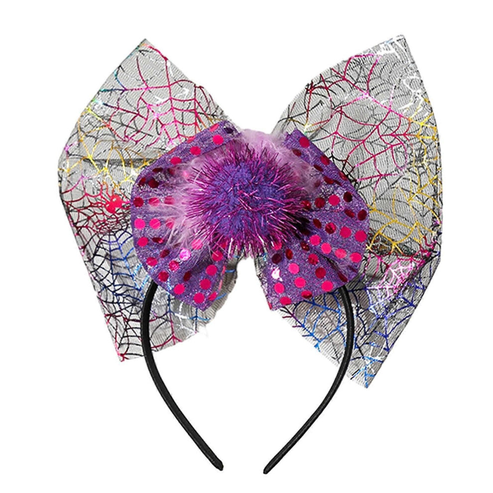 (C)Glinting Devil Pannebånd for barn Halloween Oversized bue-temafester Mørke paljetter Flaggermus-pannebånd