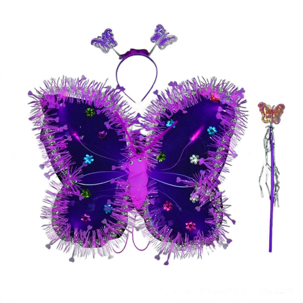 (A)Glitter Butterfly Wings Light Fairy Wings Tryllestav Barnepaljetter Englevinger Halloween Dress Up