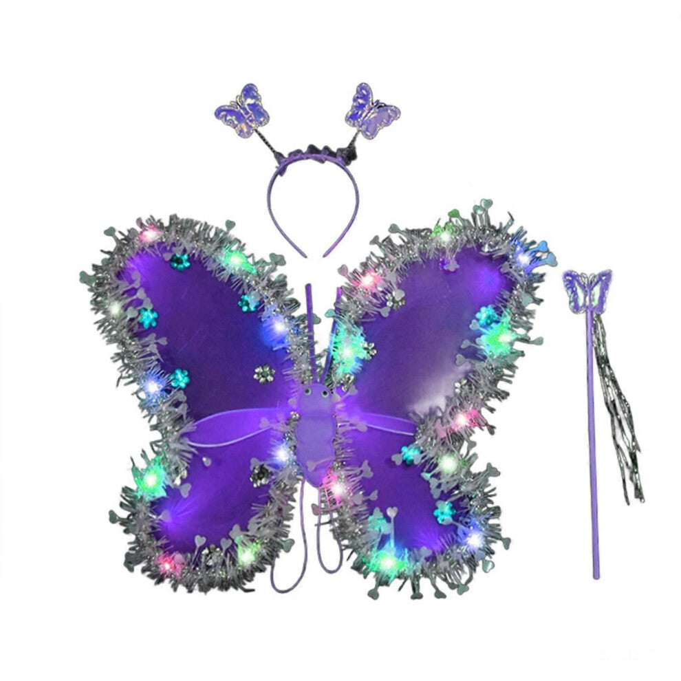 (C)Glitter Butterfly Wings Light Fairy Wings Magic Wand Kid Paljetter Angel Wings Halloween Dress Up