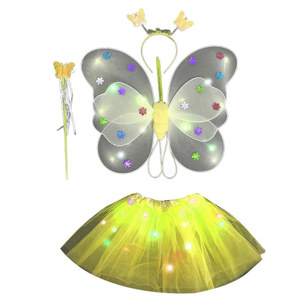 (D)Glitter Butterfly Wings Light Fairy Wings Tryllestav Barnepaljetter Englevinger Halloween Dress Up