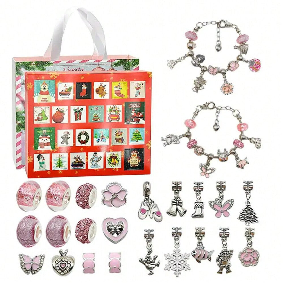 (Silver, other) NEW 24 Day Countdown Calendar Advent Surprise Blind Box Set Christmas Bracelet Set DIY Creative Ornaments Christmas girl Gifts