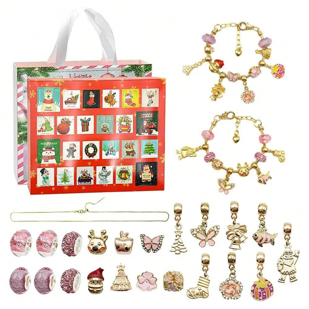 (Gold, other) NEW 24 Day Countdown Calendar Advent Surprise Blind Box Set Christmas Bracelet Set DIY Creative Ornaments Christmas girl Gifts