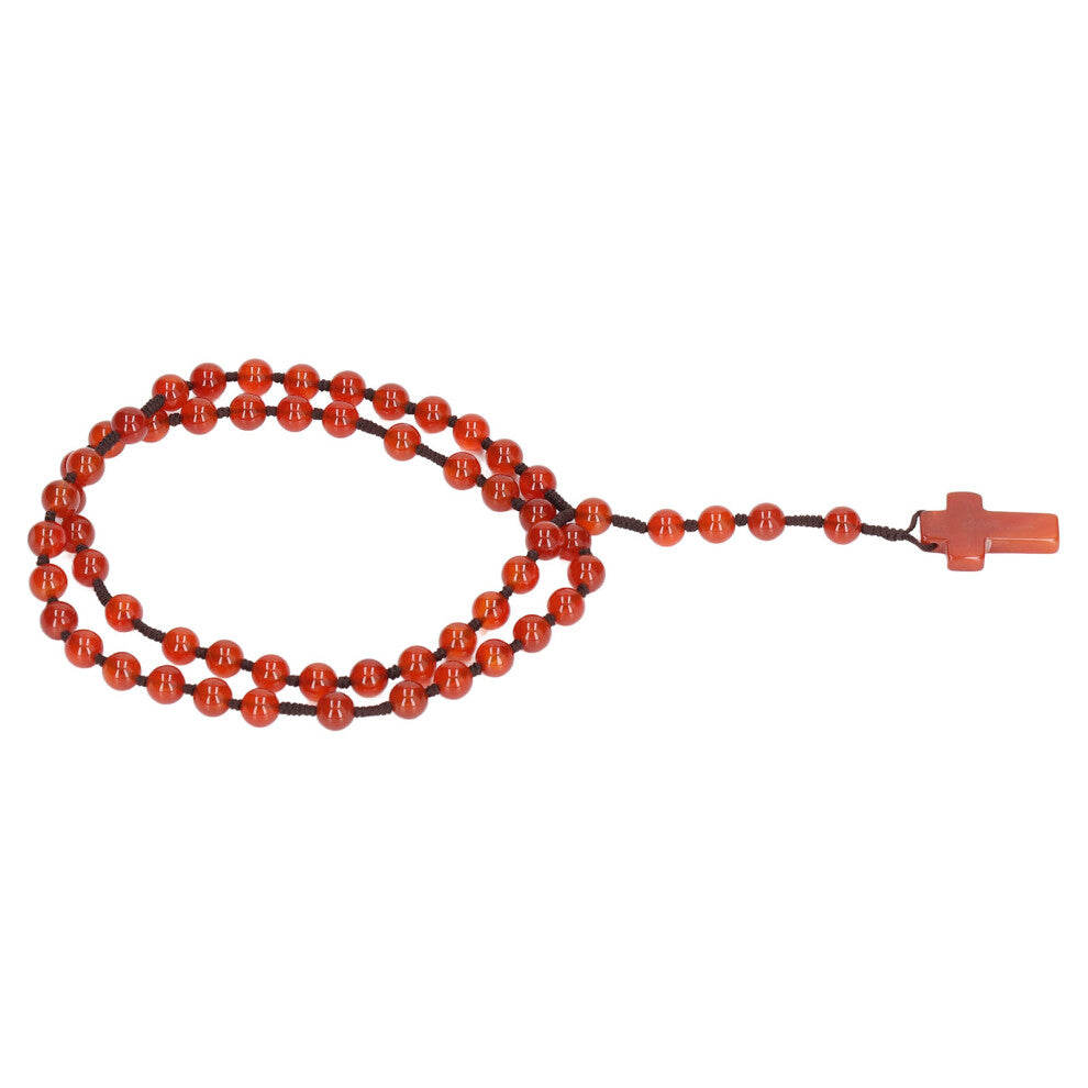 Red Agate Catholic Rosary Necklace for Women, Portable Religious Gift