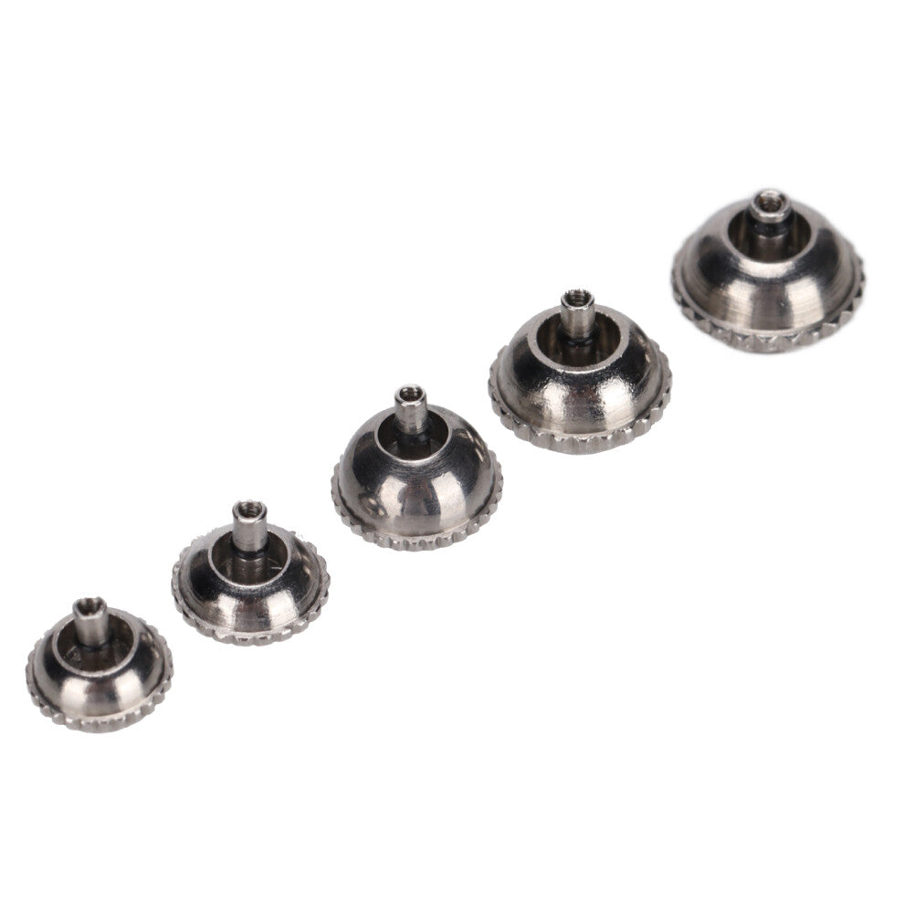 5 Pcs Watch Crown Components in Steel Blue Replacement Buttons for Watches