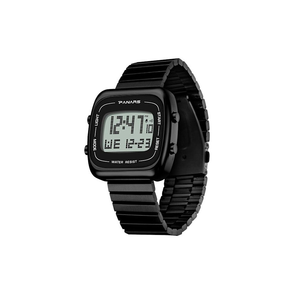 (Metal Strap Black 2) Sportsklokker Herre Business Rustfritt stål Digital klokke Herre Militært armbåndsur