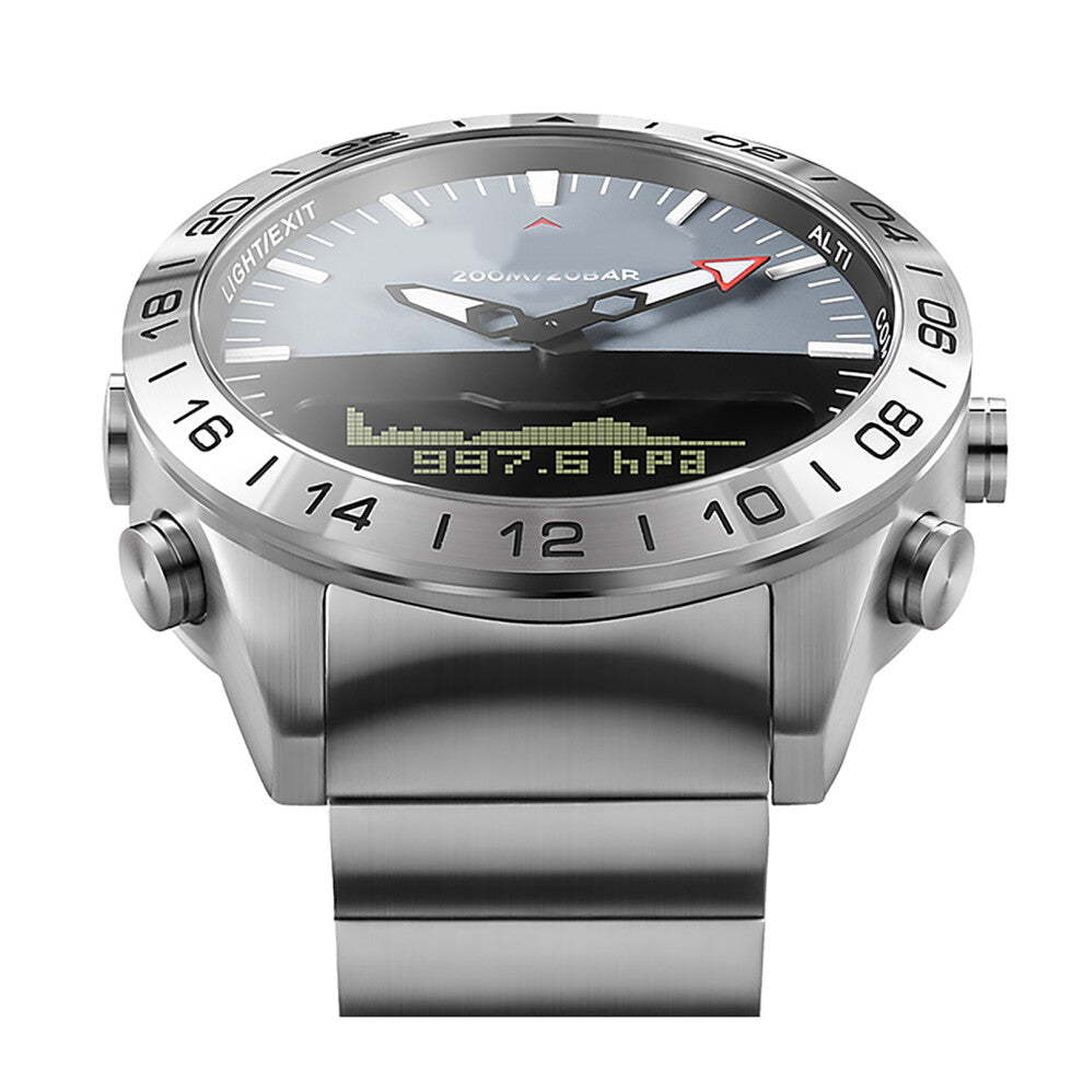 Men's Waterproof Diving Watch with Pedometer Compass & Full Steel Band