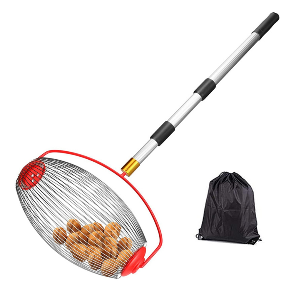 Nut Picker Garden Stainless Steel Drum Suitable for , Pine Cone, Walnut Waste Collection Big Ball