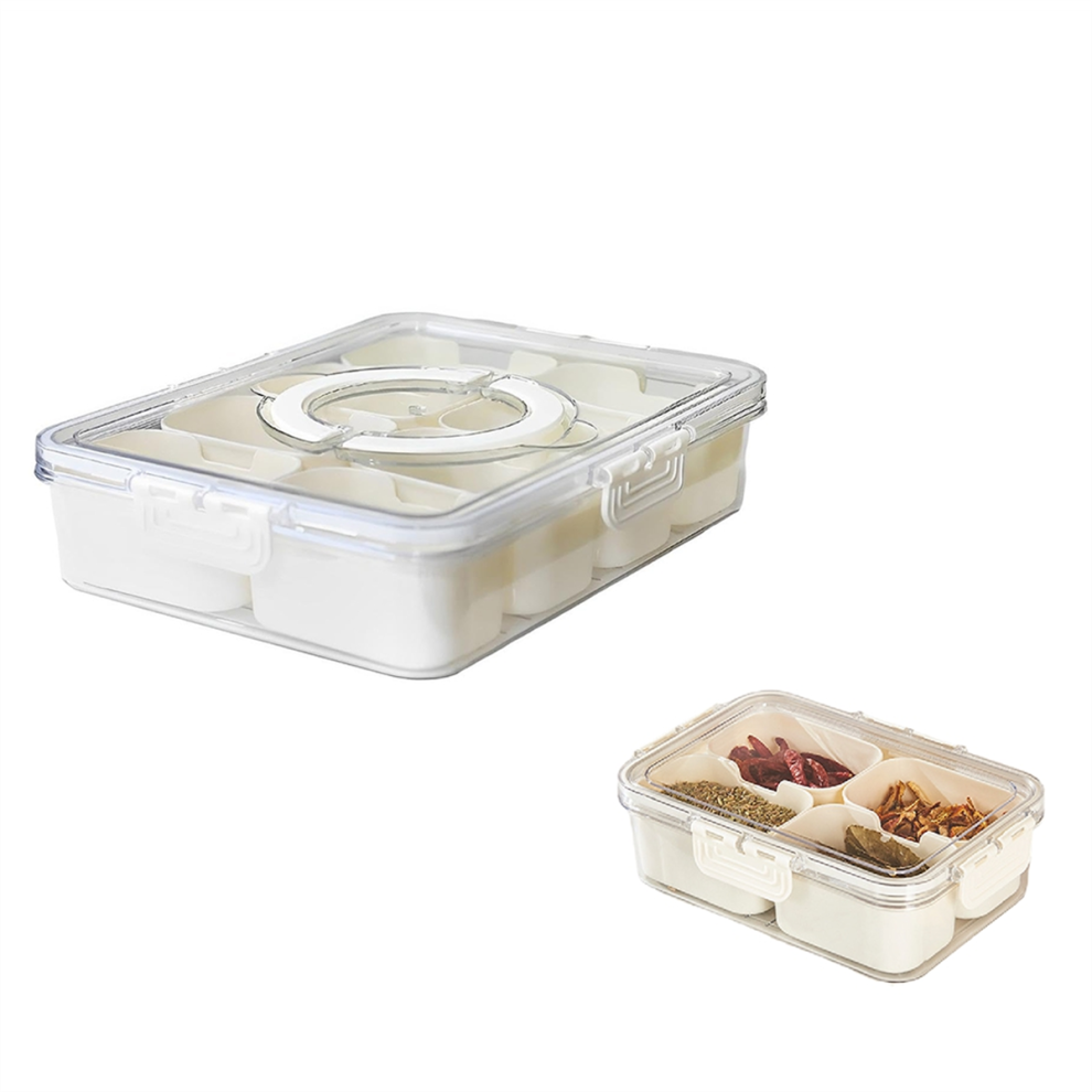 2PC Condiment Jars with Tray Small Dividers Countertop Spice Organizer Kitchen Storage Container for Refrigerator,B