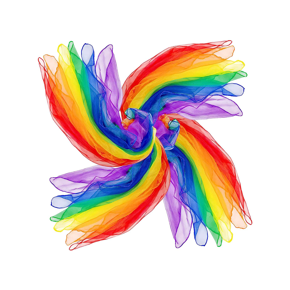 24Pcs Kids Juggling Scarves Dance Music Colorful Movement Rhythm for Children