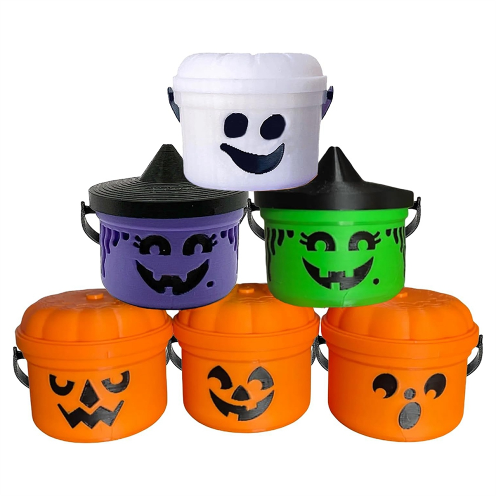 6pcs Spooky Mini Boo Bucket Figurines Halloween Nostalgia Candy Bowl Trick or Treat Event Props