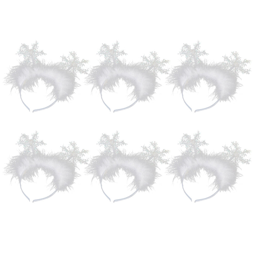 6 Pcs Christmas Ornaments Headdress Snowflake Headband Party Supplies for Children White