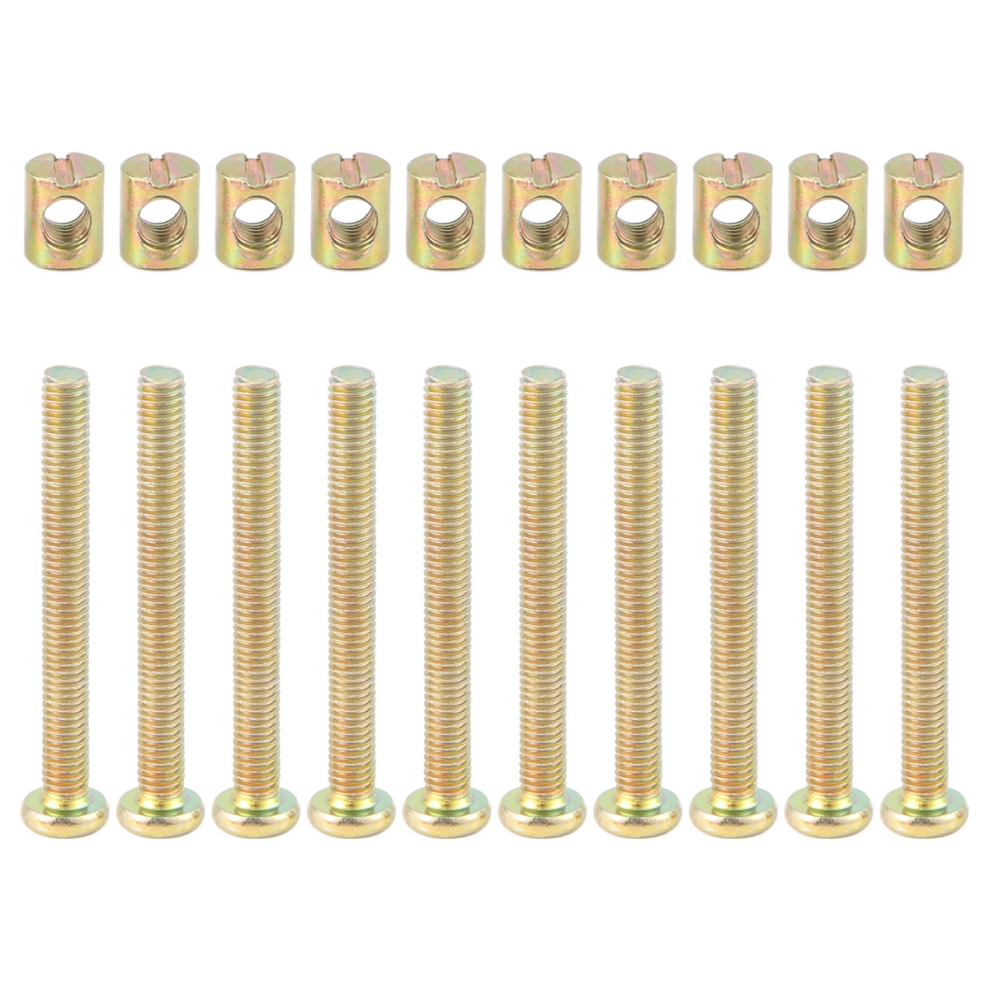 Hex Socket Head Cap Screws Bolts Furniture Bolt with Threaded M 6 x 55 MM Nuts Dowel Slotted Nut for Beds Crib Chairs