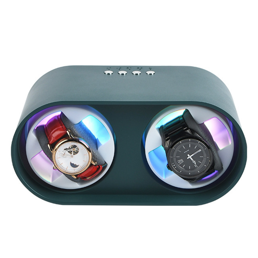 2 Slots Watch Winder for Automatic Watches Storage Box Use USB Cable-Battery Mabuchi Mute Motor Green