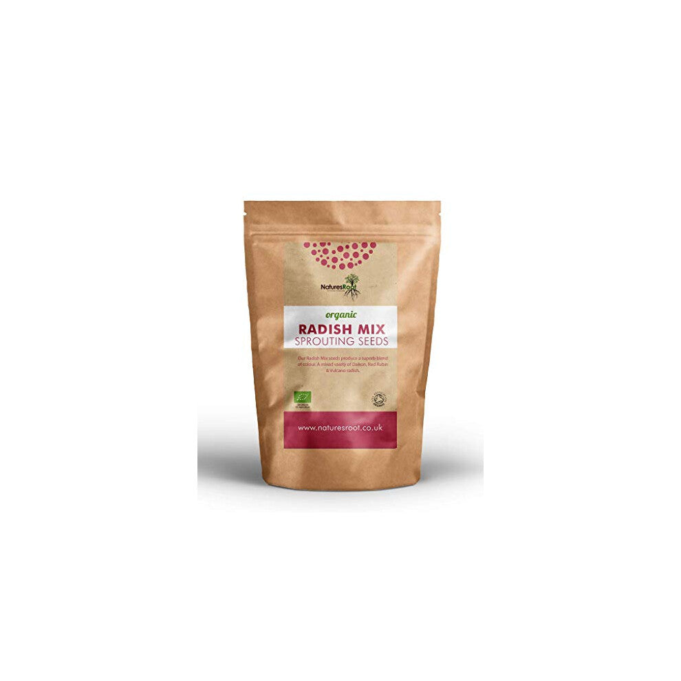 Nature?s Root Organic Radish Mix 500g - Microgreen Sprouting Seeds | Radish Sprouts | Healthy Superfood | Easy to Sprout | Resealable Pack