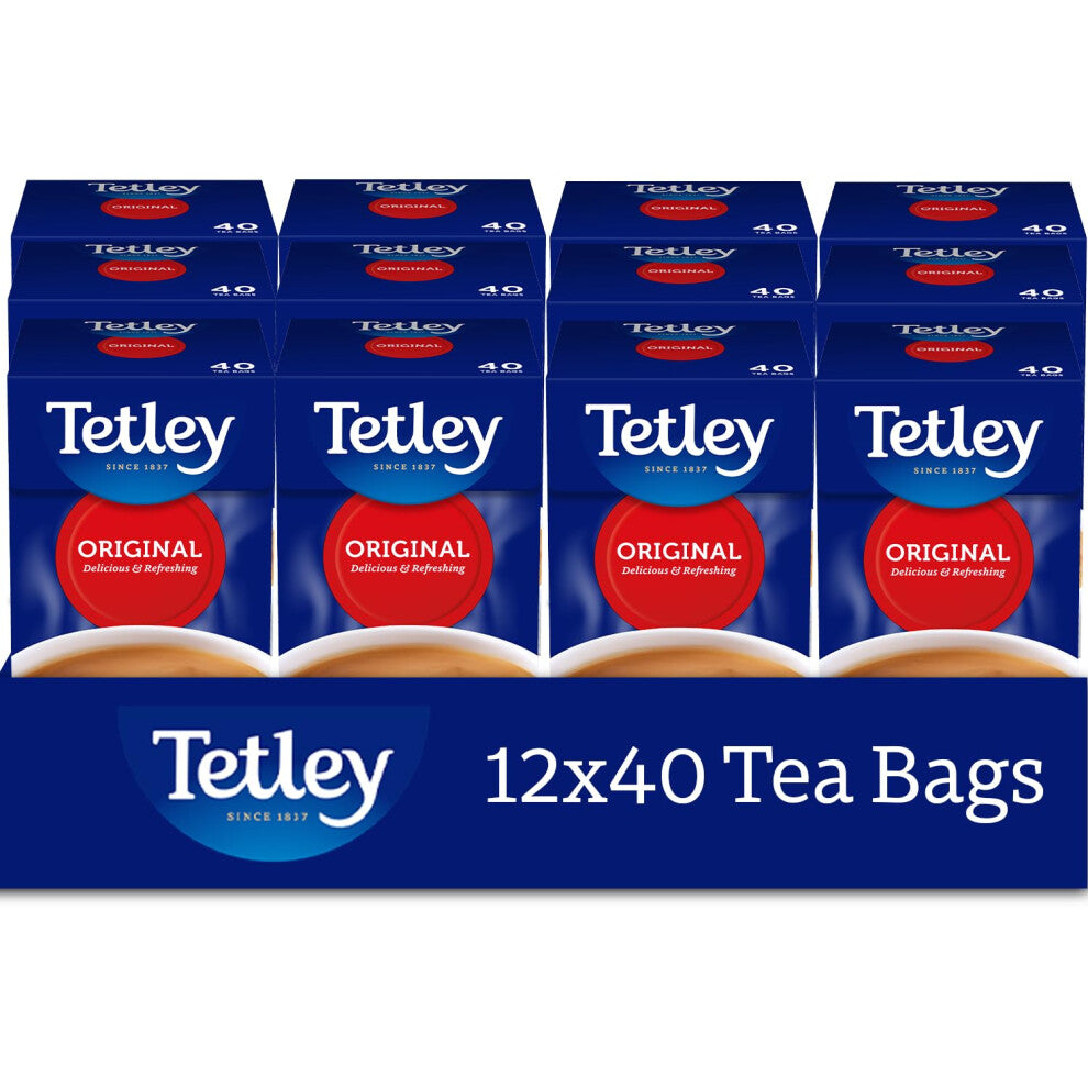 Tetley Original Black Tea Bags - Full Flavoured British Brew - Perfect for Breakfast or Anytime - Rainforest Alliance Certified - 480 Teabags (12x40