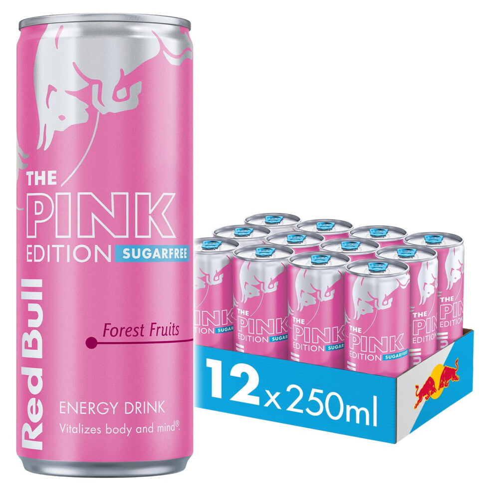 Red Bull Energy Drink Sugar Free Pink Edition Forest Fruits 250ml, 12 Pack