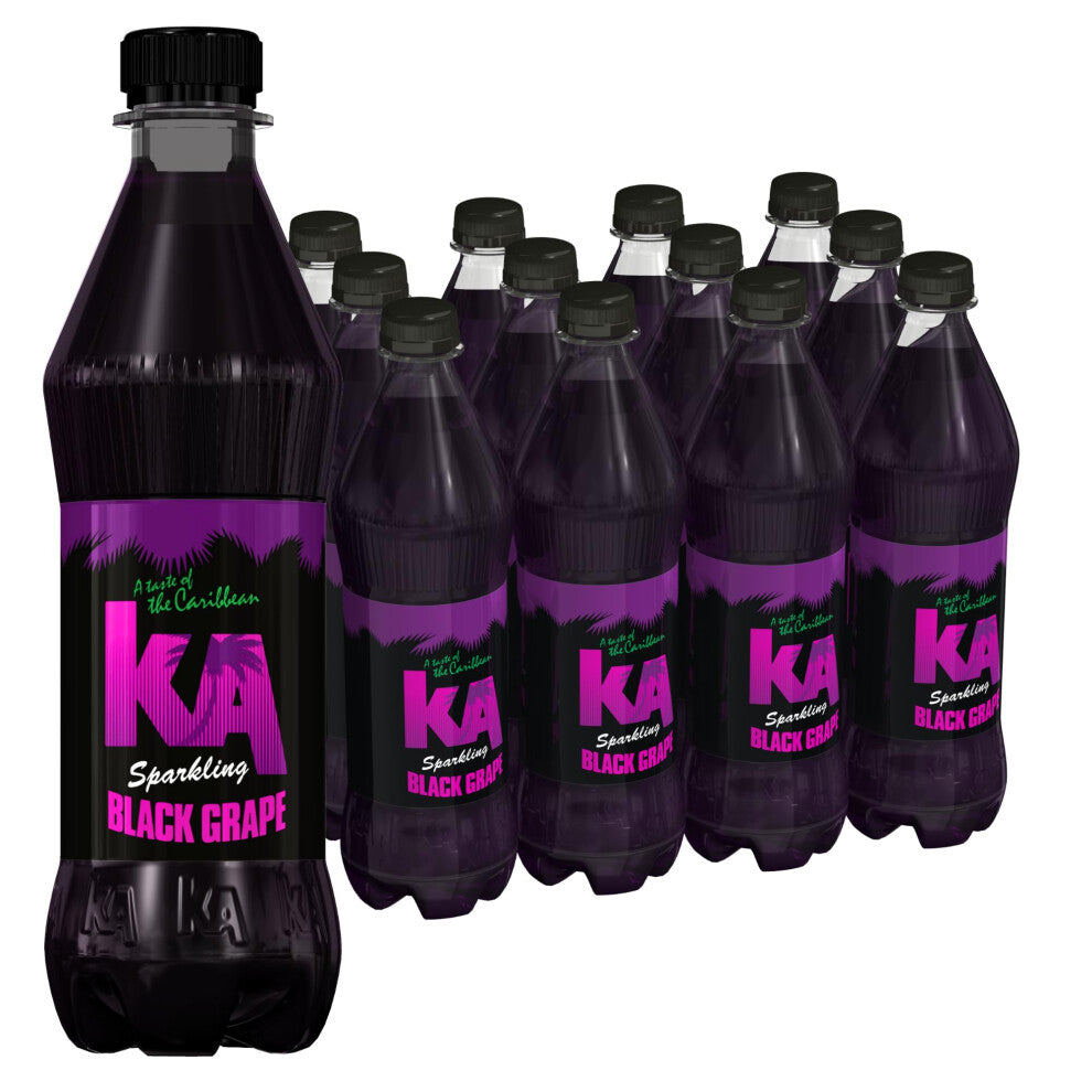 KA Caribbean Black Grape Fizzy Drinks - Traditional & Authentic Caribbean Jamaican Style Sparkling Drink - Soft Drinks Multipack - Black Grape Soda D
