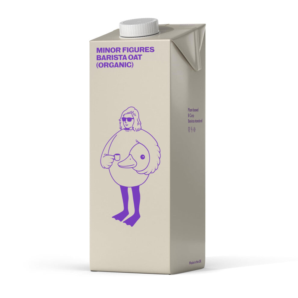 Minor Figures Barista Oat Organic Drink, 1L, Made in The UK, Certified Organic Oats, Plant-based, Vegan, Non-GMO, No Added Sugar, Shelf Stable.