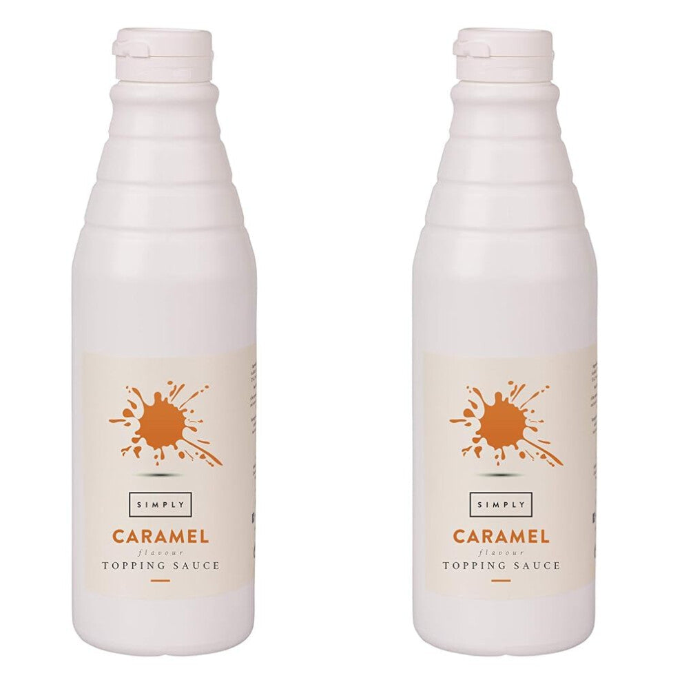 Simply Caramel Topping Sauce, Dairy Free Ready to Use Dessert Sauce for Ice Cream, Waffles, Pancakes, Coffee & Milkshakes (1 kg) (Pack of 2)