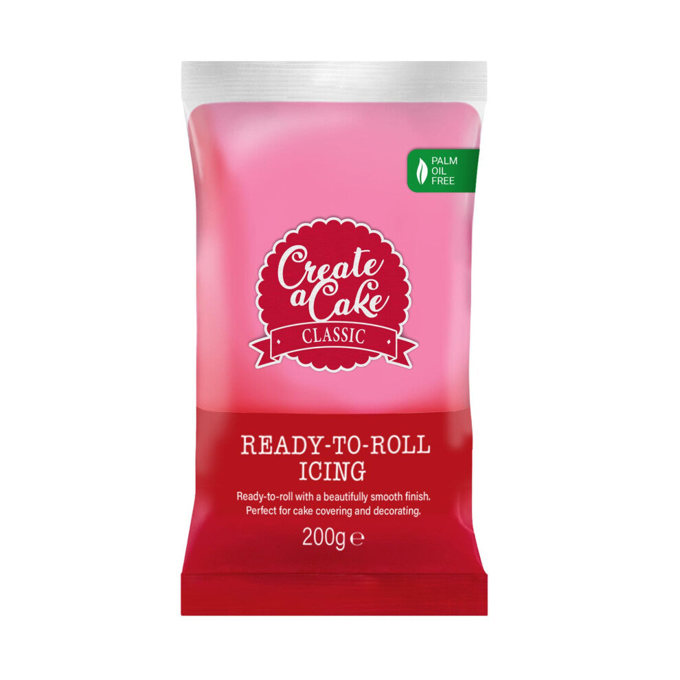 Create A Cake Ready To Roll Icing | Pink Fondant Icing | Palm Free Sugar Paste For Cake Decorating, Cupcakes, Cookies, Cakes - 200g