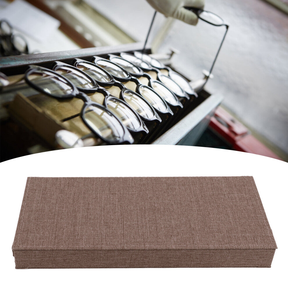 6 Slot Linen Eyeglass Box Multi Eyewear Storage Organizer - Coffee