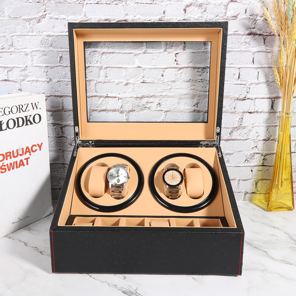 4+6 Watch Winder Box Storage for Mechanical Watches – Wooden PU Leather 24x30.7x18cm