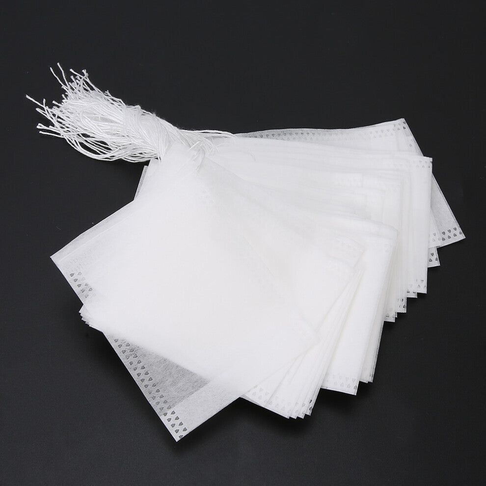 100Pcs Disposable White Zein Fiber Tea Bags 7x9cm with Drawstring