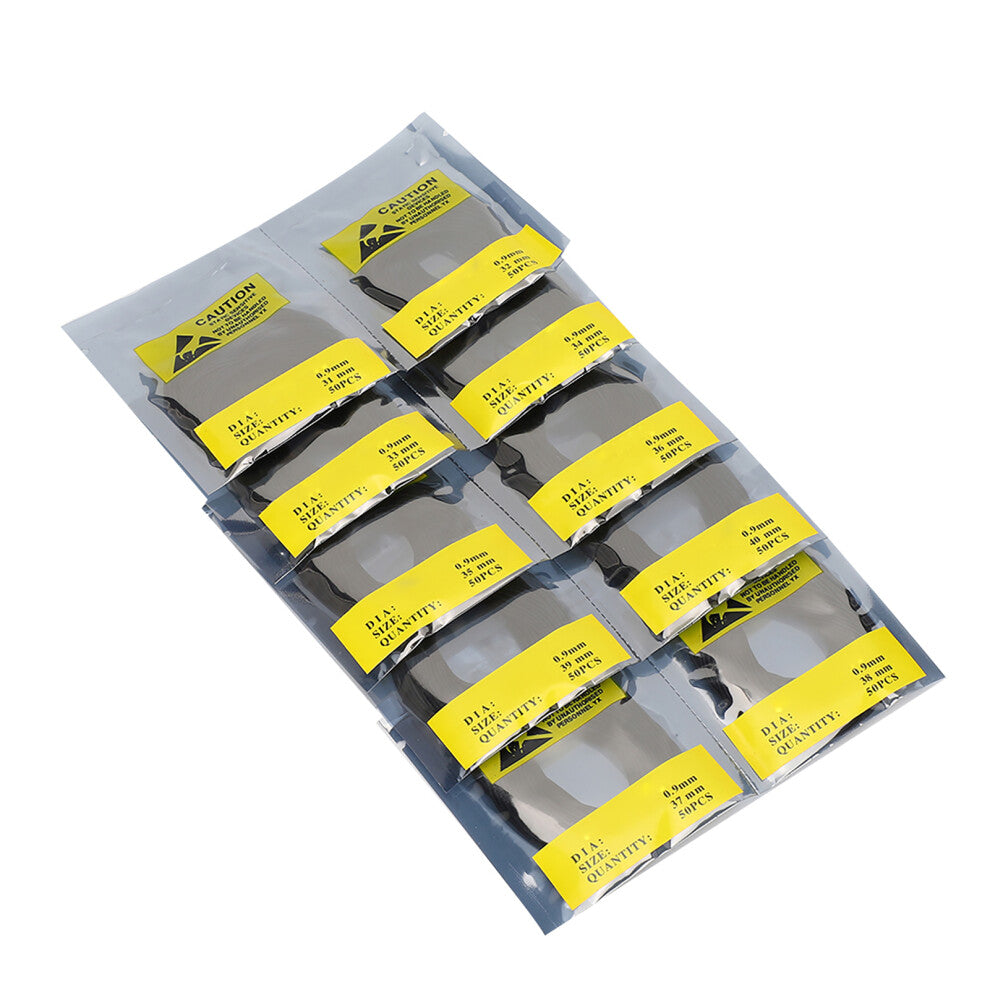 Waterproof Round Watch Gaskets O Ring Washers 0.9mm Thick, 10 Sizes, 500pcs