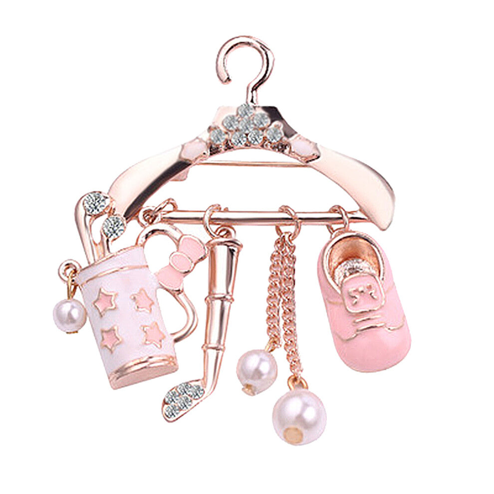 Golf Club Bag Golfer Brooch Rhinestone Sports Jewellery Pin