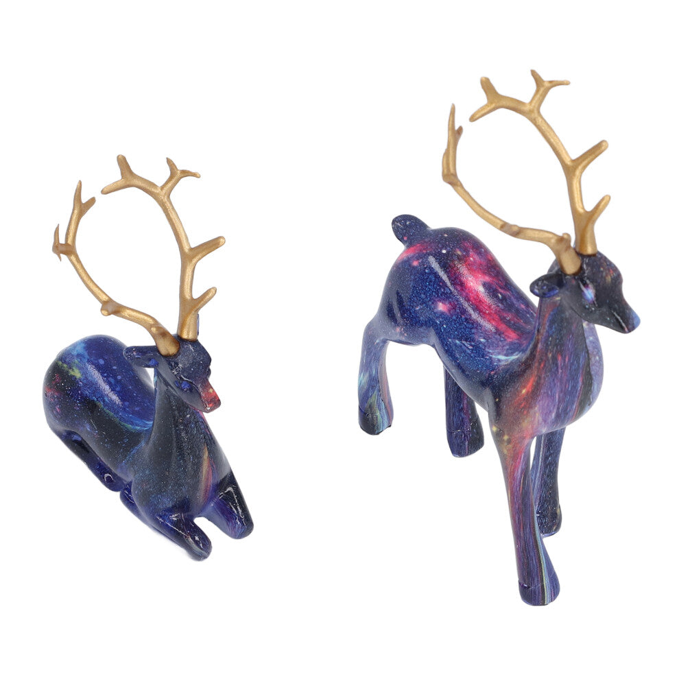 2PCS Realistic Resin Deer Figurines for Living Room & Office Decor BS8091