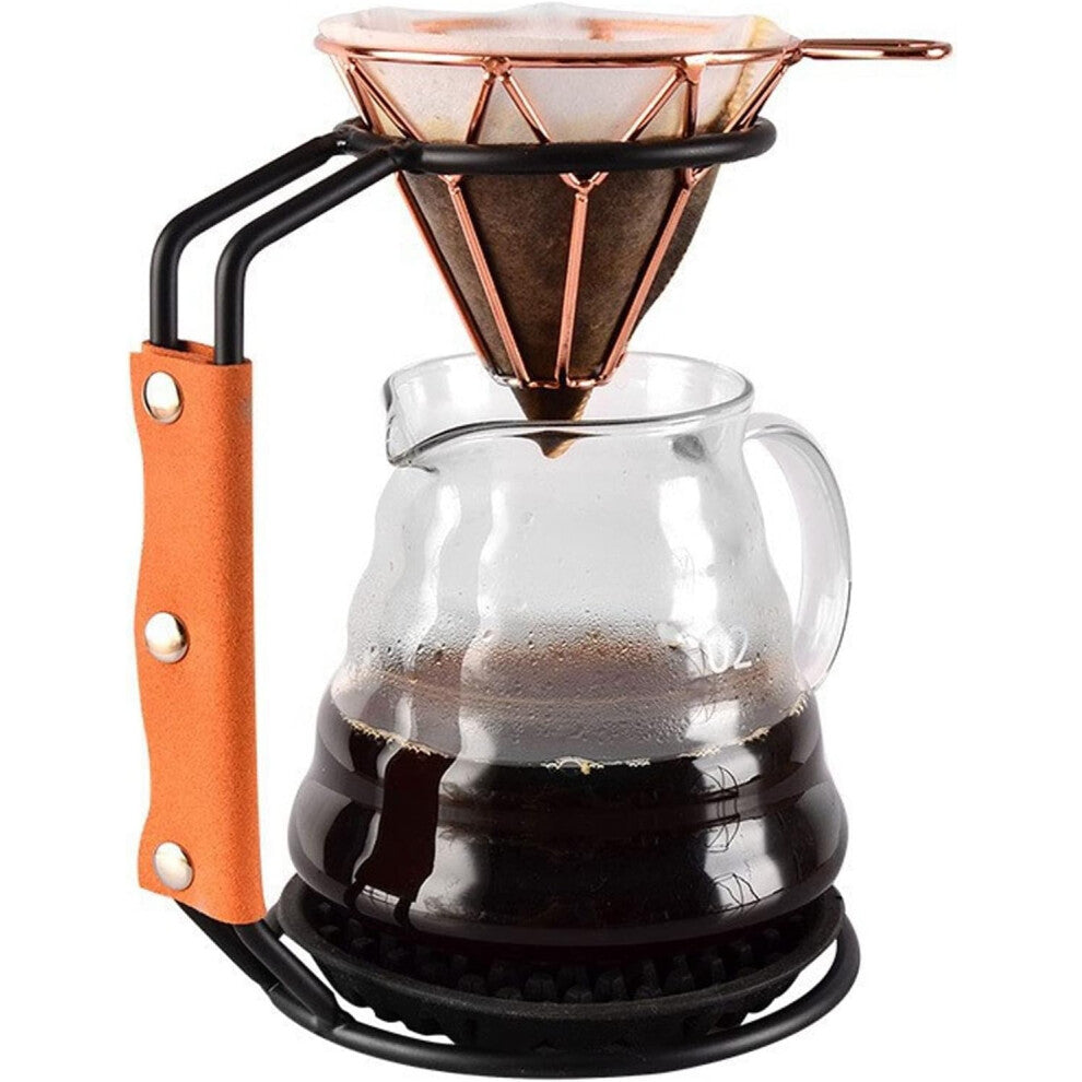 Pour Over Coffee Makers Stand, Pour Over Coffee Dripper Rack Iron Dripper Stand with Leather Handle Case Coffee Dripper Holder for Home Coffee Shop
