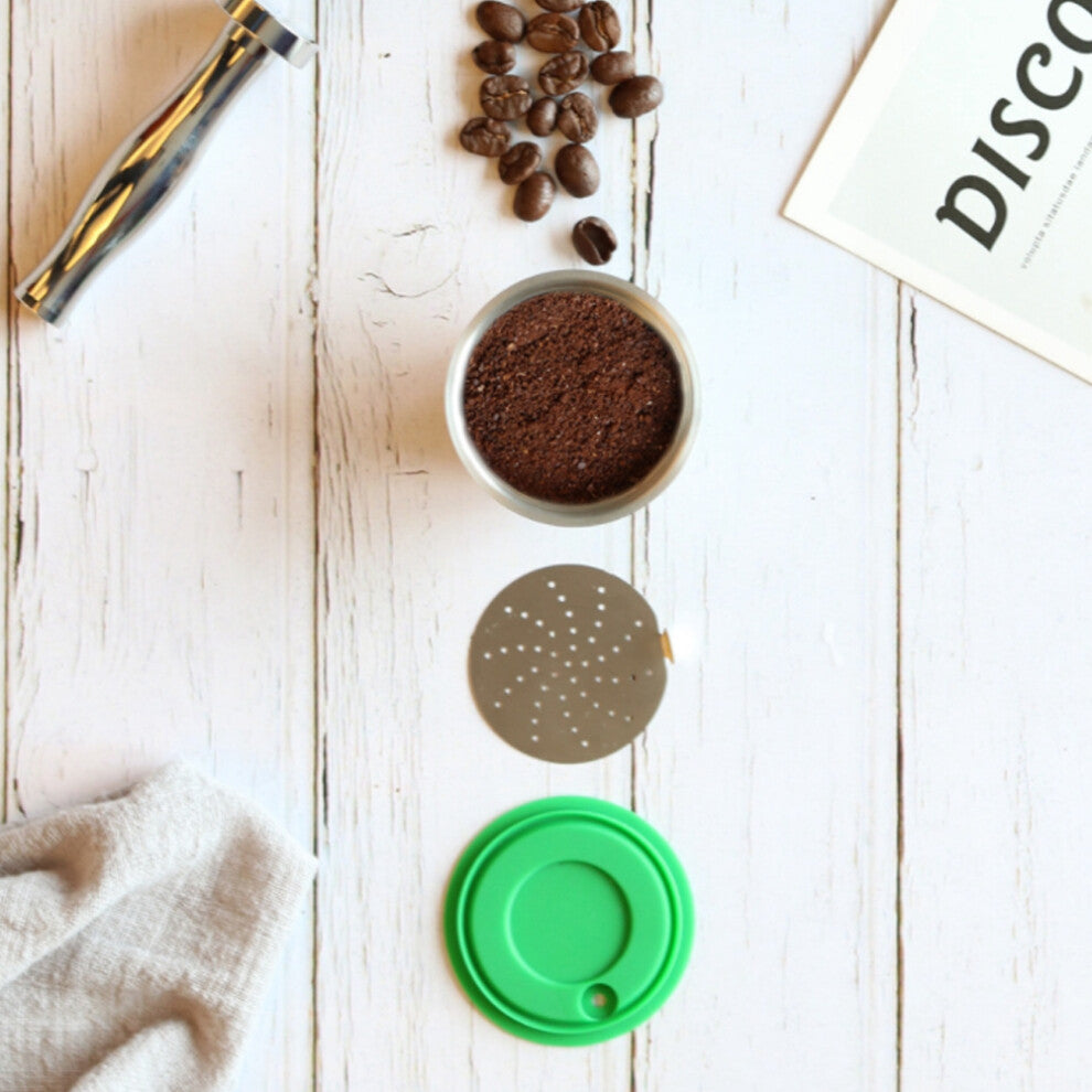 Stainless Steel Refillable Coffee Capsule, 53x37x36mm, Include Accessories