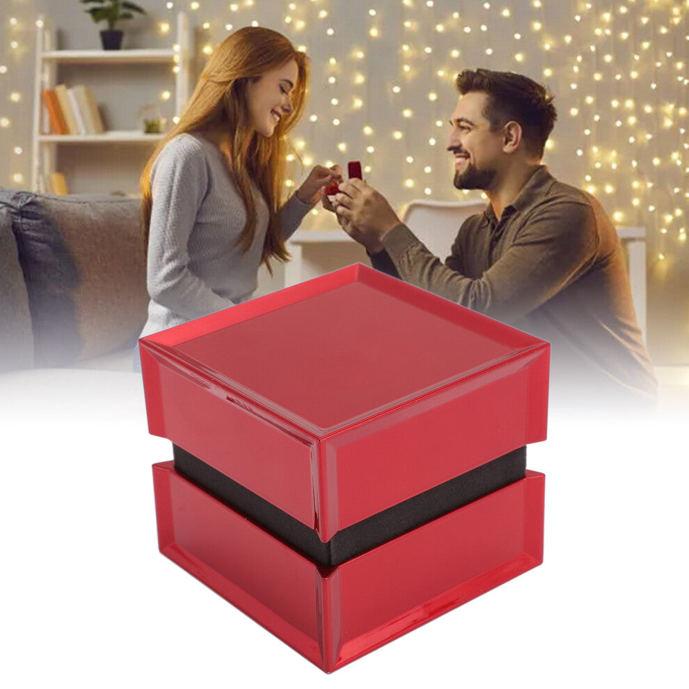 Luxury Red Flocking Jewelry Ring Box 8x8x7cm for Engagement