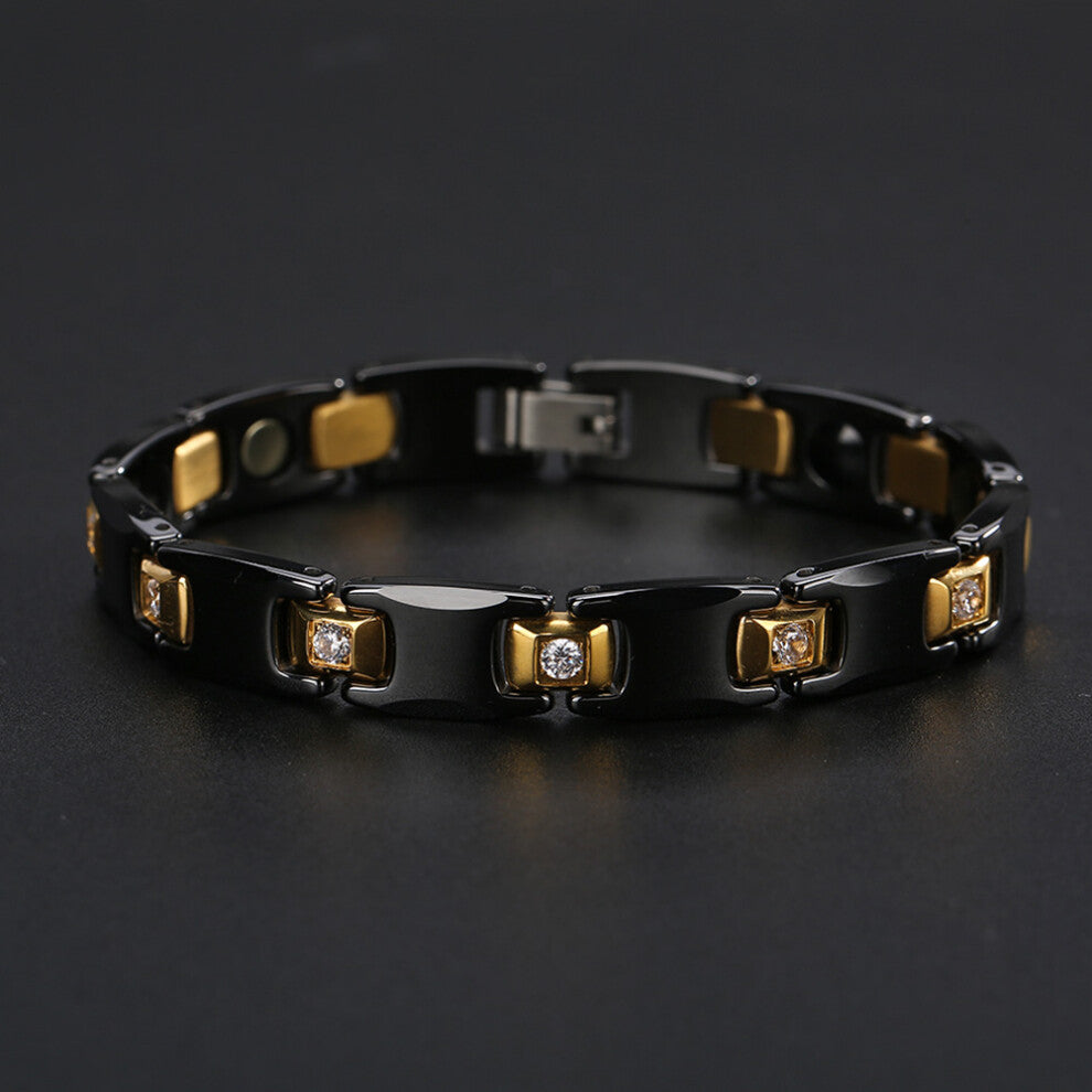 Men's Zircon Ceramic Steel Health Care Bracelet 19cm Stylish Weight Loss