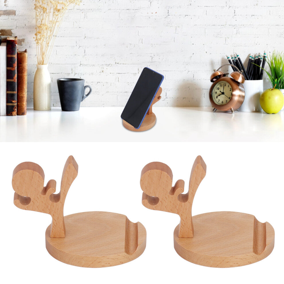 Beech Wood Mobile Phone Holder, Cute Desktop Stand for Office & Kitchen