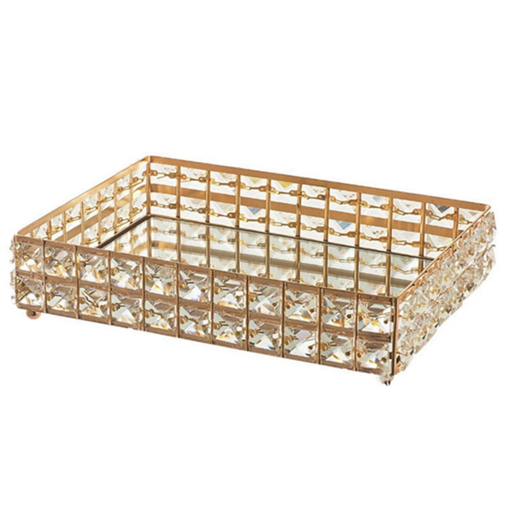 2PC Square Crystal Tray Household Cosmetics Storage Pallet Fruit Conta